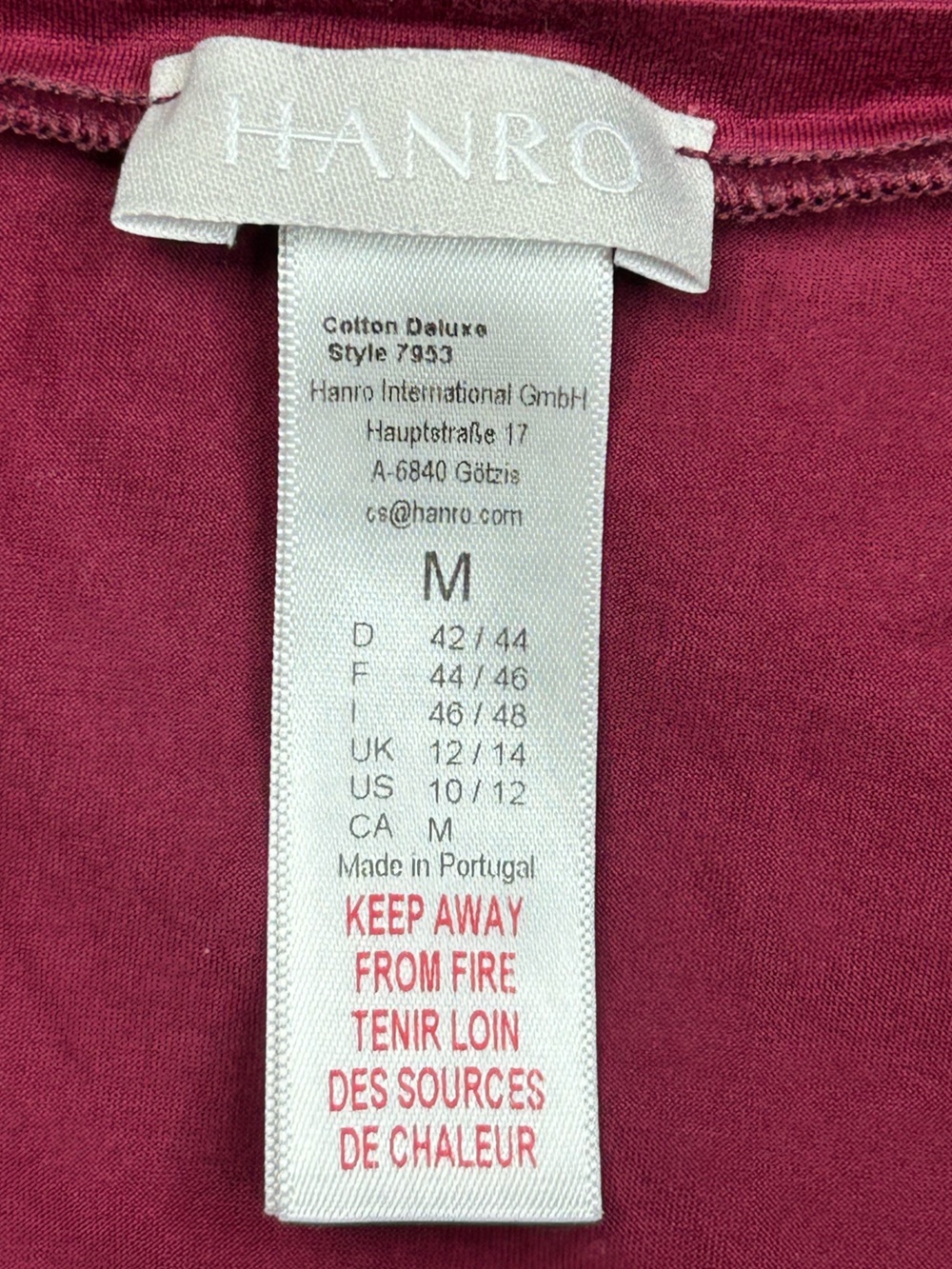 Hanro Cotton Deluxe Sleepshirt M 10/12 Plum Berry Quiet Luxury - Picture 6 of 6